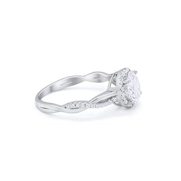 Halo Infinity Shank Wedding Ring Simulated CZ 925 Sterling Silver